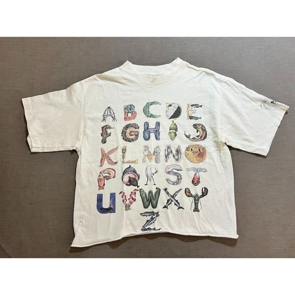 Bahamas Breeze ABC's Murina Shirt Women Medium White Cropped Short Sleeve‎ 90s.